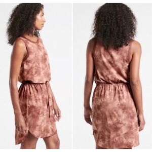 Athleta Rincon Pink Tie Dye Printed Dress Evian Hearth Rose Athleisure Size M